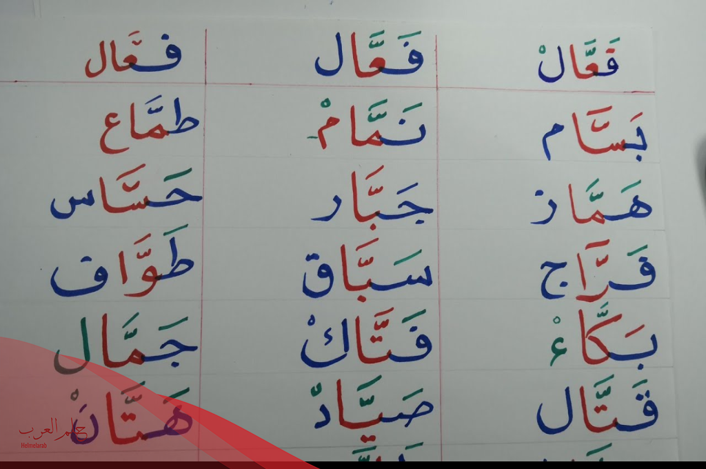 كلمات على وزن فعال