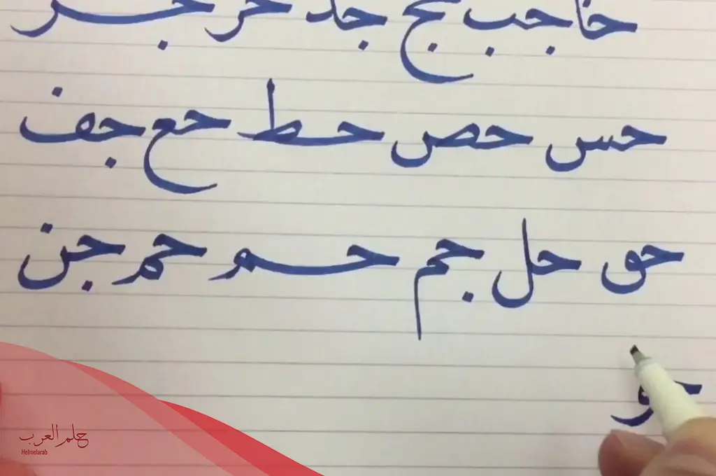 الحروف التي تنزل عن السطر في خط الرقعة