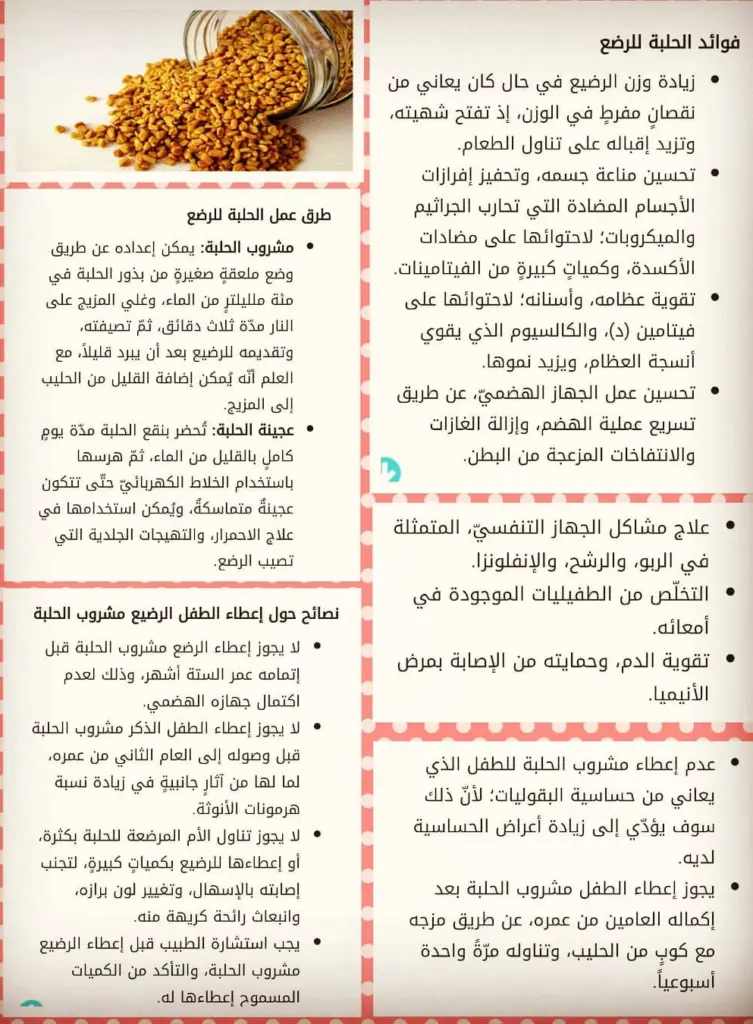 متى يبان مفعول الحلبه للاطفال
