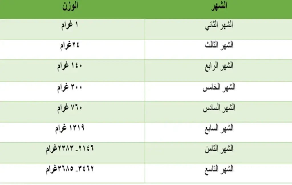 وزن الجنين في الشهر الثامن 3 كيلو هل طبيعي
