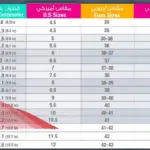 جدول مقاسات الاحذية النسائية وطريقة تحويل المقاسات