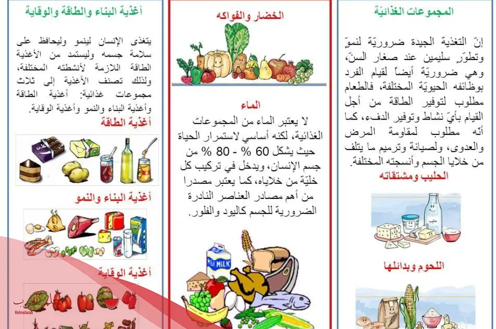 مطوية عن الغذاء الصحي بالصور